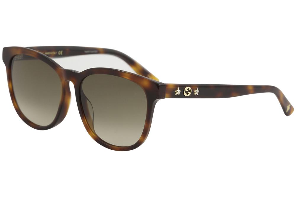 Gucci Women's GG0232SK GG/0232/SK Fashion Round Sunglasses - Havana/Brown Gradient   003 - Lens 56 Bridge 17 Temple 145mm