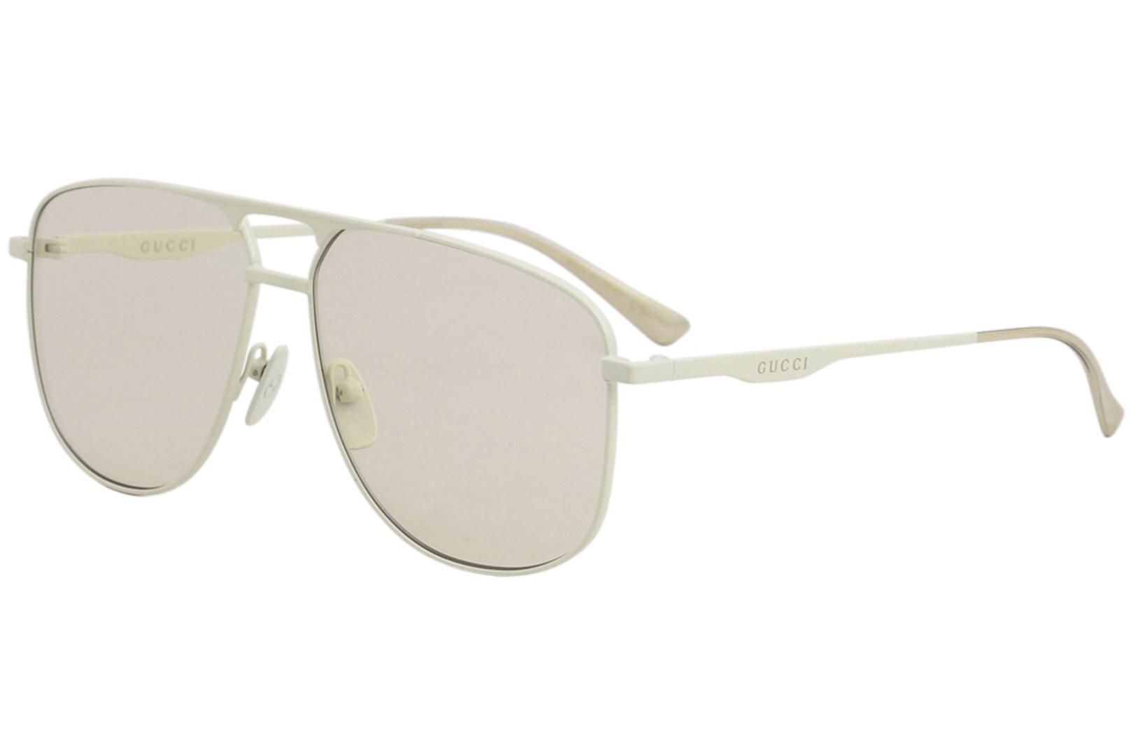 Gucci Men's GG0336S GG/0336/S Ivory Fashion Pilot Sunglasses 60mm - Ivory/Brown   006 - Lens 60 Bridge 13 Temple 145mm