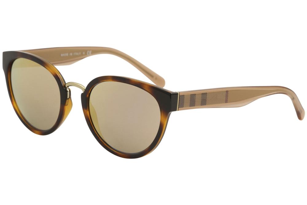 Burberry Women's BE4249 BE/4249 Fashion Cat Eye Sunglasses - Light Havana/Grey Rose Gold Mirror   3316/4Z - Lens 53 Bridge 21 Temple 140mm