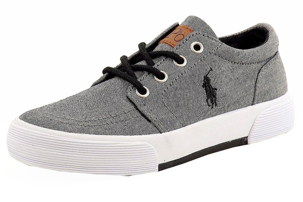 Polo Ralph Lauren Boy's Faxon II Canvas Fashion Sneaker Shoes - Grey - 5   Big Kid