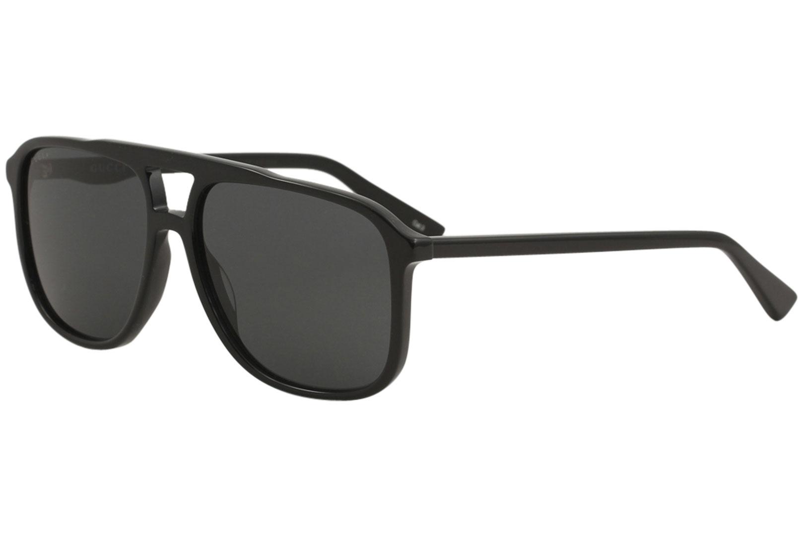 Gucci Men's GG0262S GG/0262/S Fashion Pilot Sunglasses - Black/Grey   001 - Lens 58 Bridge 16 Temple 145mm