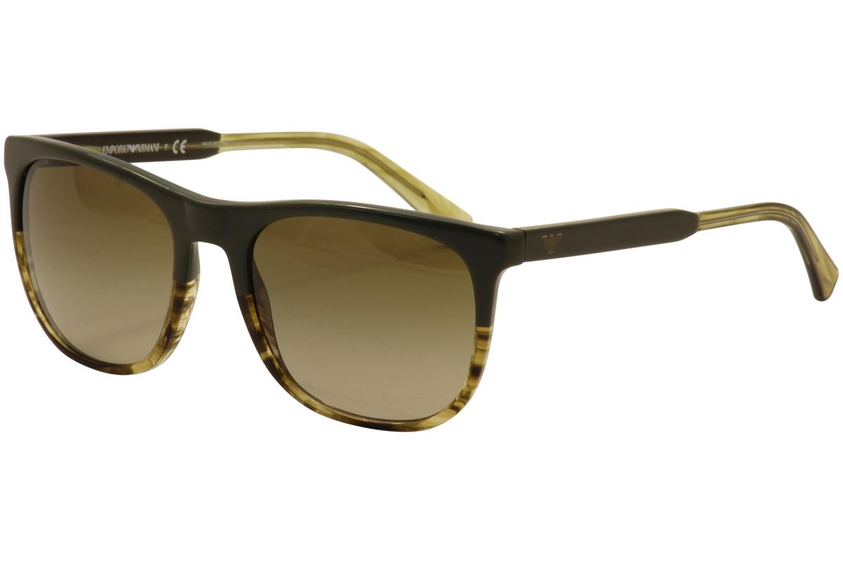 Emporio Armani Men's EA4099 EA/4099 Fashion Sunglasses - Military Green Honey Stripes/Brown Grad   5571/13 - Lens 56 Bridge 19 Temple 145mm