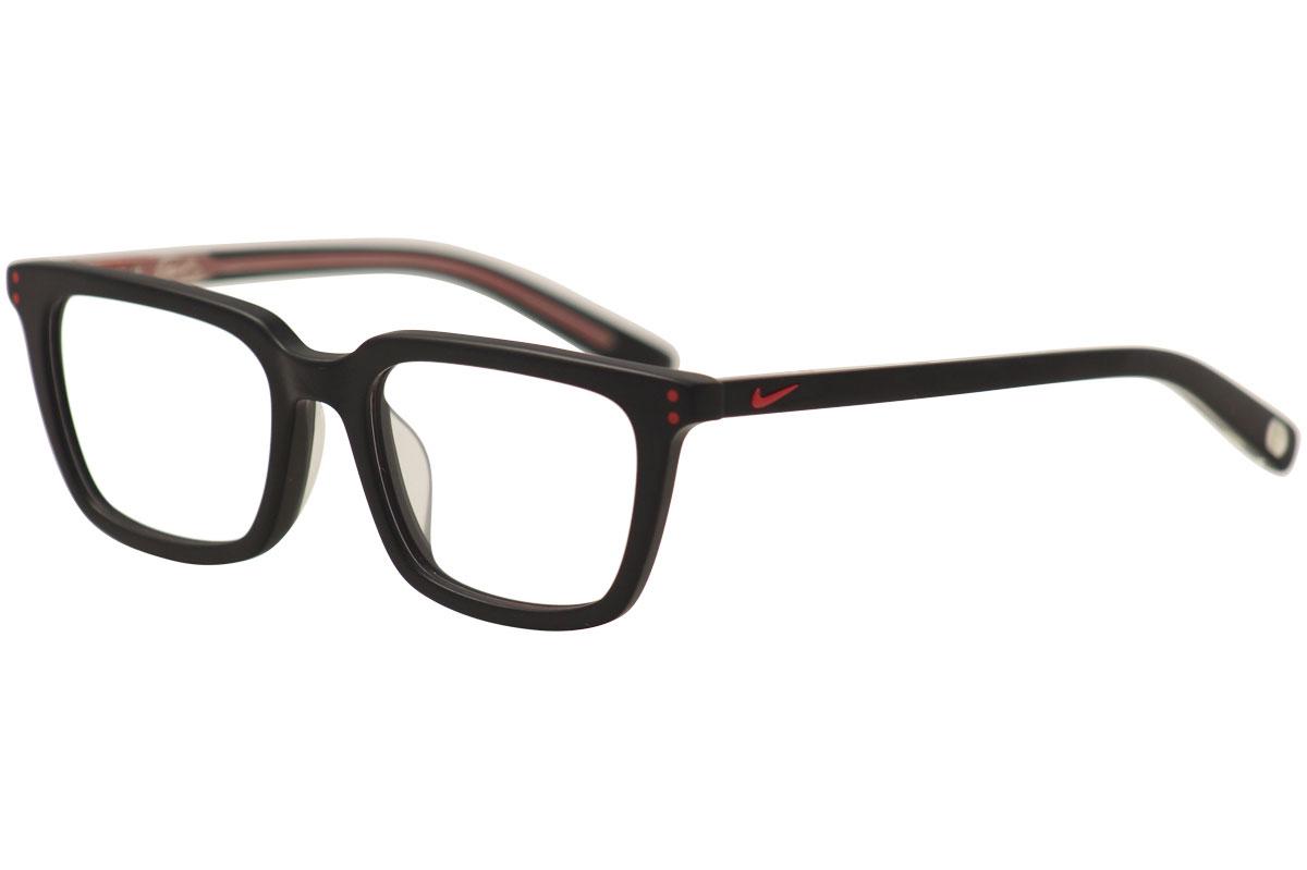 Nike Youth Boys Eyeglasses 5KD Full Rim Optical Frame 47mm - Matte Black/University Red   001 - Lens 47 Bridge 16 Temple 130mm