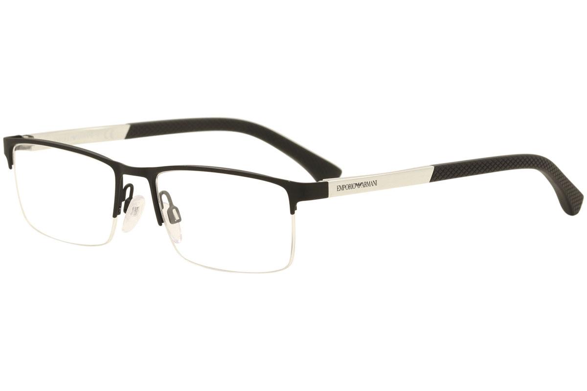 Emporio Armani Men's Eyeglasses EA1041 EA/1041 Half Rim Optical Frame - Black - Lens 53 Bridge 17 Temple 140mm