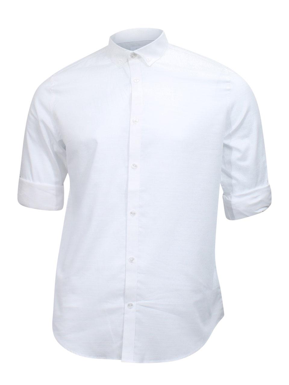 Calvin Klein Herringbone Slub Roll-Up Shirt