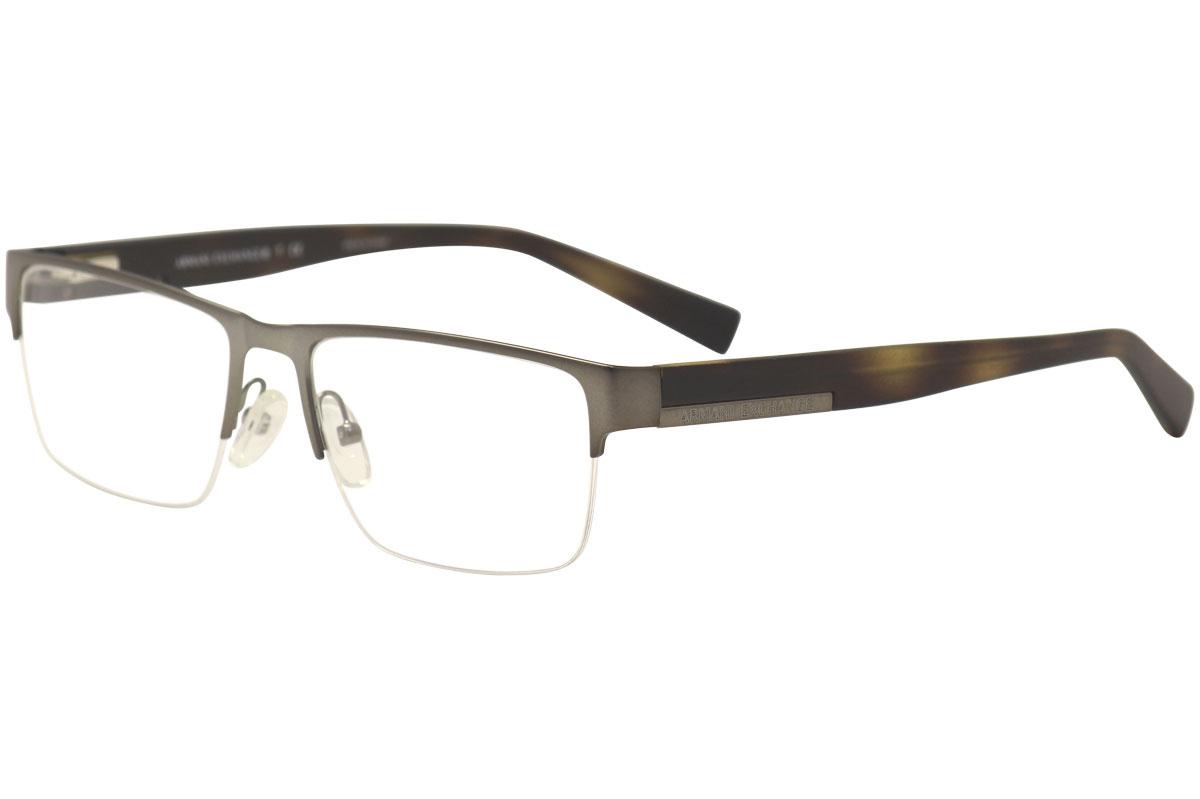 Armani Exchange Men's Eyeglasses AX1018 AX/1018 Half Rim Optical Frame - Matte Gunmetal/Havana   6017 - Lens 54 Bridge 17 Temple 140mm