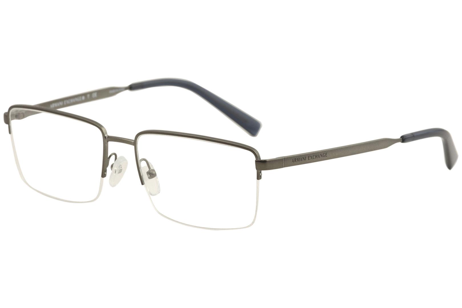 Armani Exchange Men's Eyeglasses AX1027 AX/1027 Half Rim Optical Frame - Matte Gunmetal   6088 - Lens 54 Bridge 17 Temple 140mm