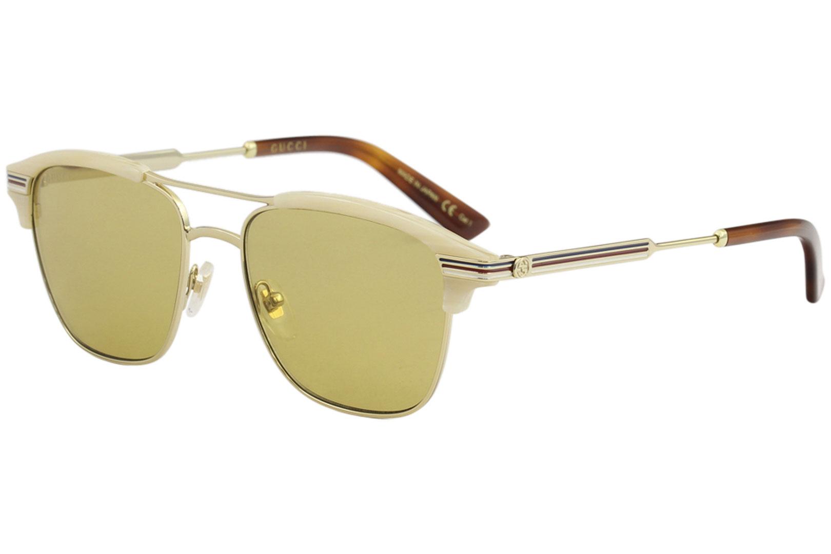 Gucci Men's GG0241S GG/0241/S Fashion Pilot Sunglasses - Gold   004 - Lens 54 Bridge 17 Temple 145mm