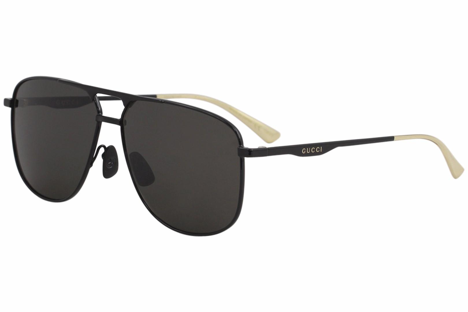 Gucci Men's GG0336S GG/0336/S 005 Black Fashion Pilot Polarized Sunglasses 60mm - Black/Grey   005 - Lens 60 Bridge 13 Temple 145mm