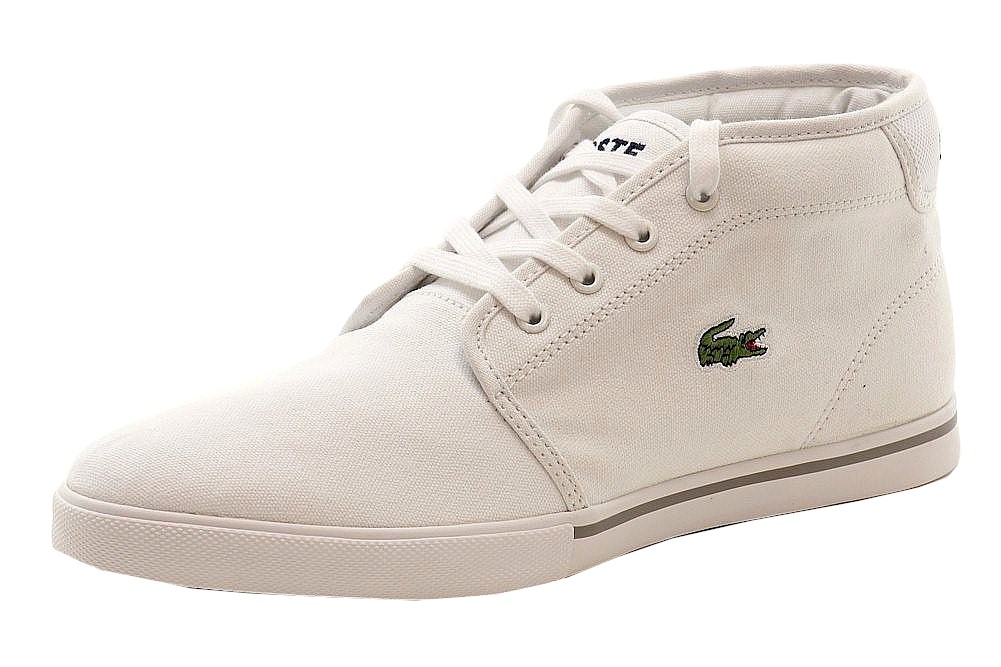 Lacoste Men's Ampthill Fashion Chukka Sneaker Shoes - White Canvas - 10 D(M) US