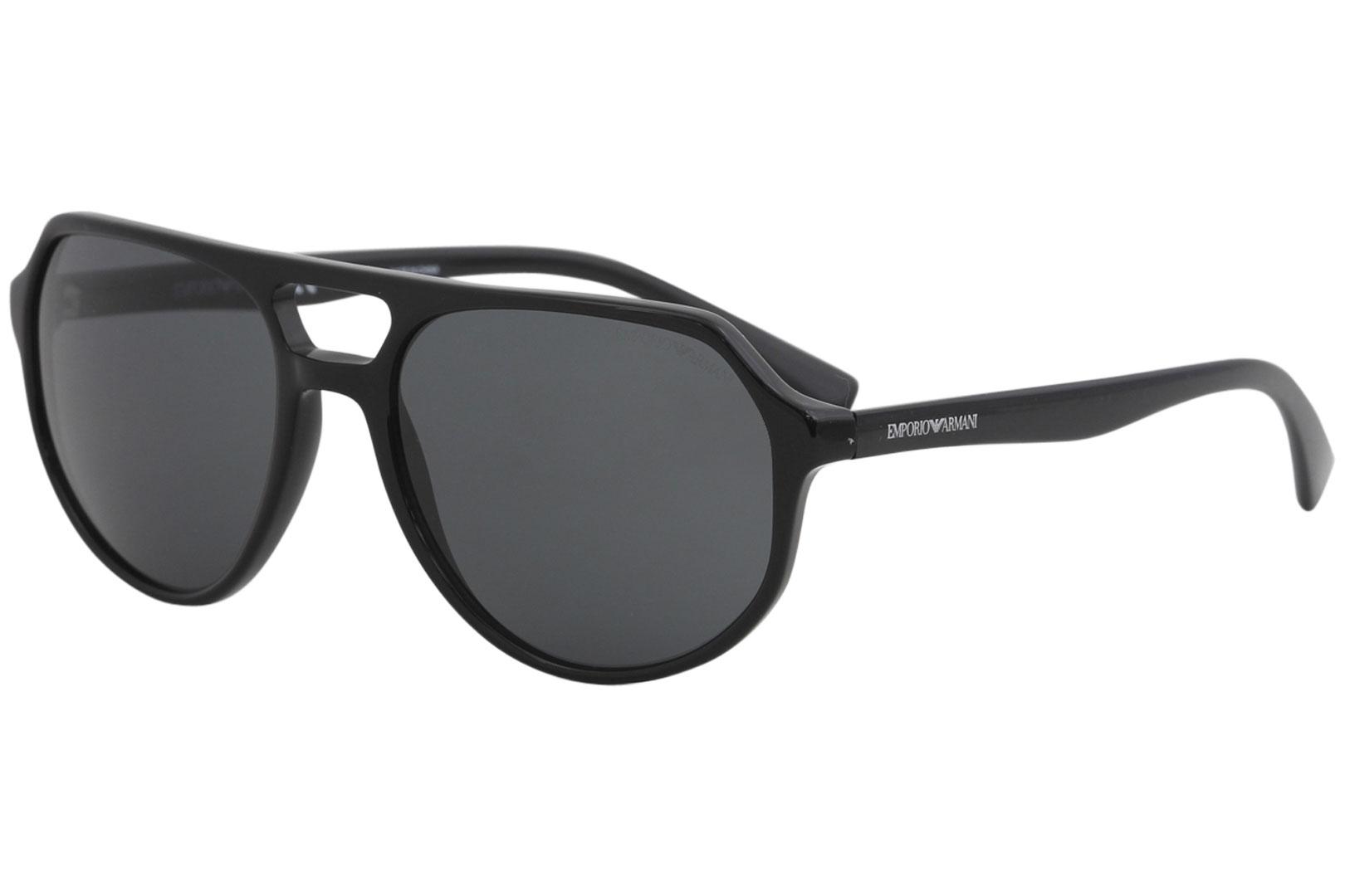 Emporio Armani Men's EA4111 EA/4111 Fashion Pilot Sunglasses - Black/Grey   5001/87 - Lens 57 Bridge 18 B 48.4 ED 63 Temple 145mm