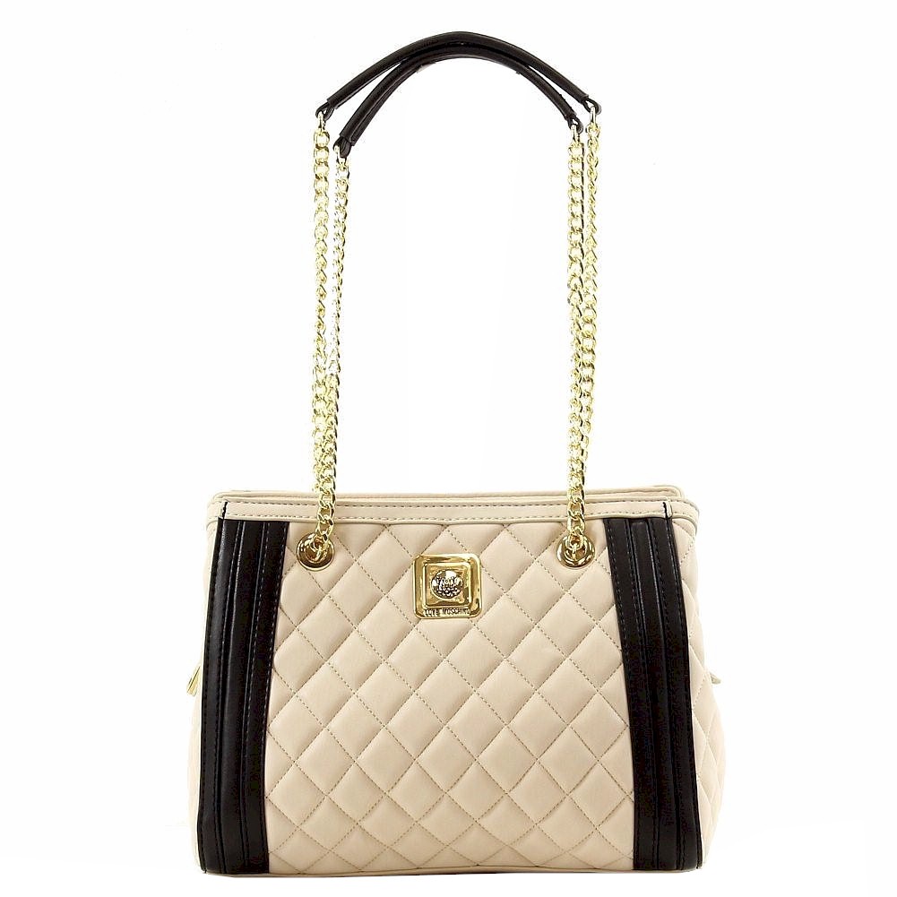 Love Moschino Women's Medium Quilted Nappa Leather Satchel Handbag - Ivory - 9.5H x 12L x 5D In