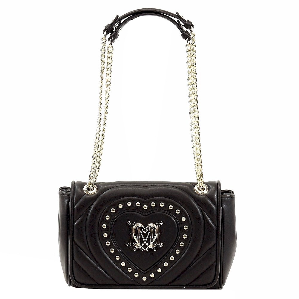Love Moschino Women S Studded Heart Flap Over Satchel Handbag