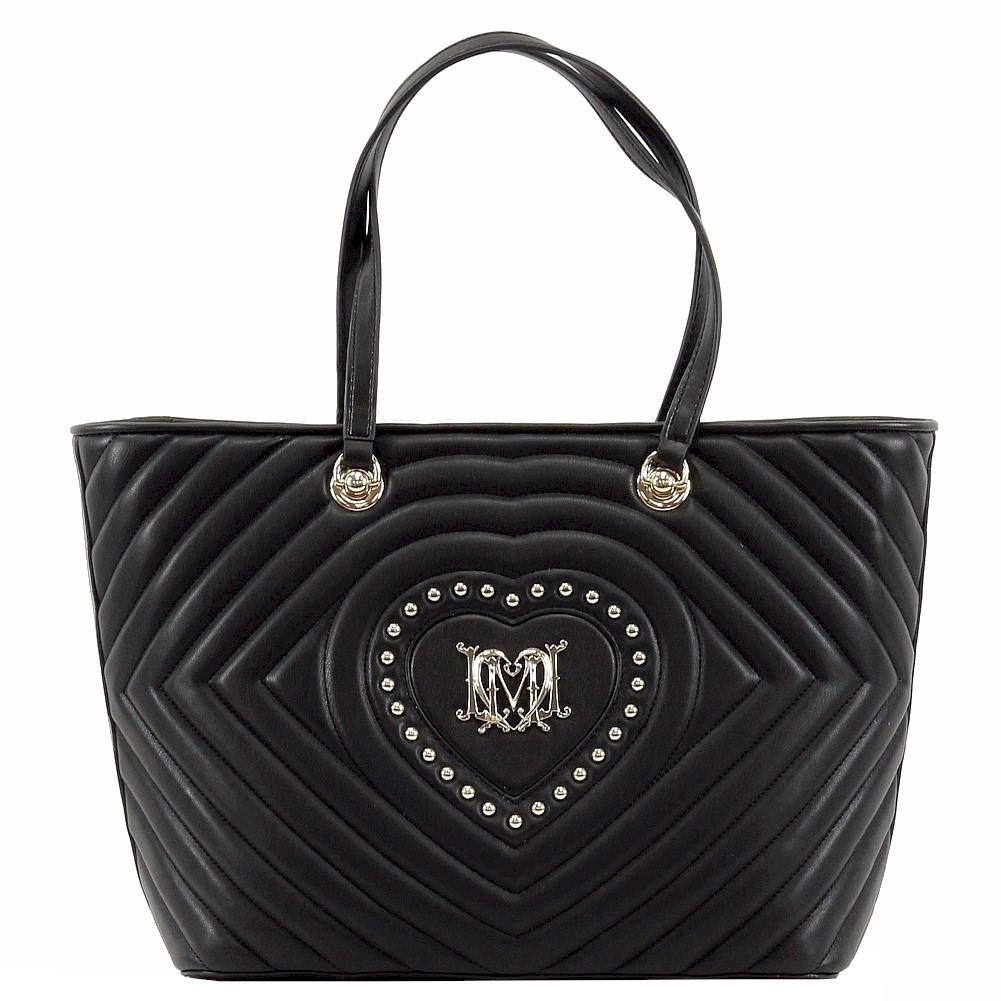 Love Moschino Women S Studded Heart Leather Tote Handbag