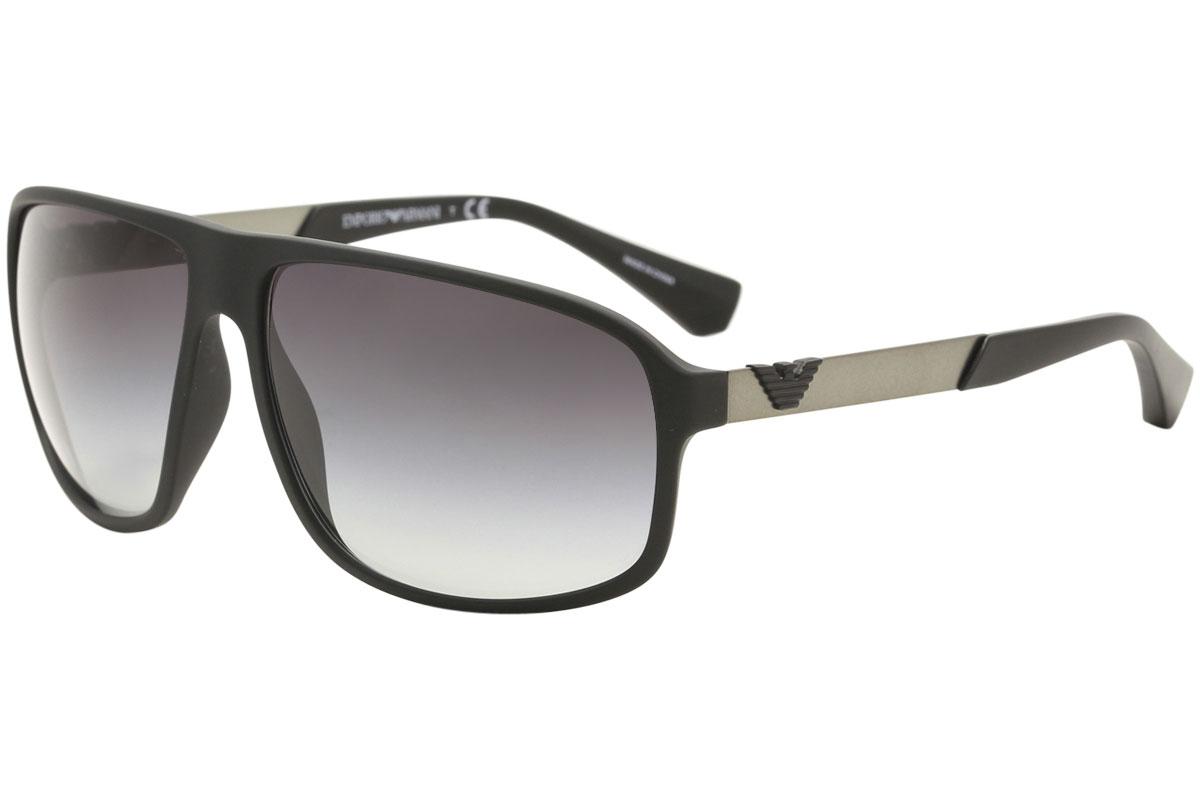 Emporio Armani Men's EA4029 EA/4029 Square Sunglasses - Black Rubber Gunmetal/Gray Gradient   5063/8G  - Lens 64 Bridge 13 Temple 130mm