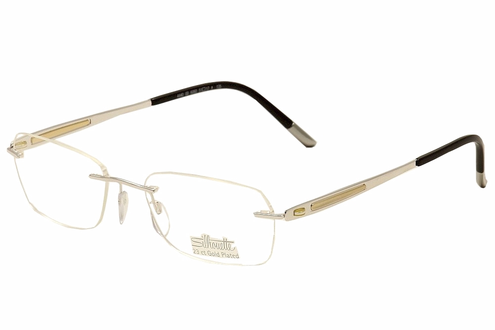 Silhouette Eyeglasses Finesse 4440 6060 23k Silver Gold Plated Optical Frame