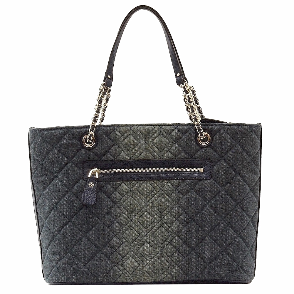 Guess Women's Aliza Blue Quilted Tote Carryall Handbag