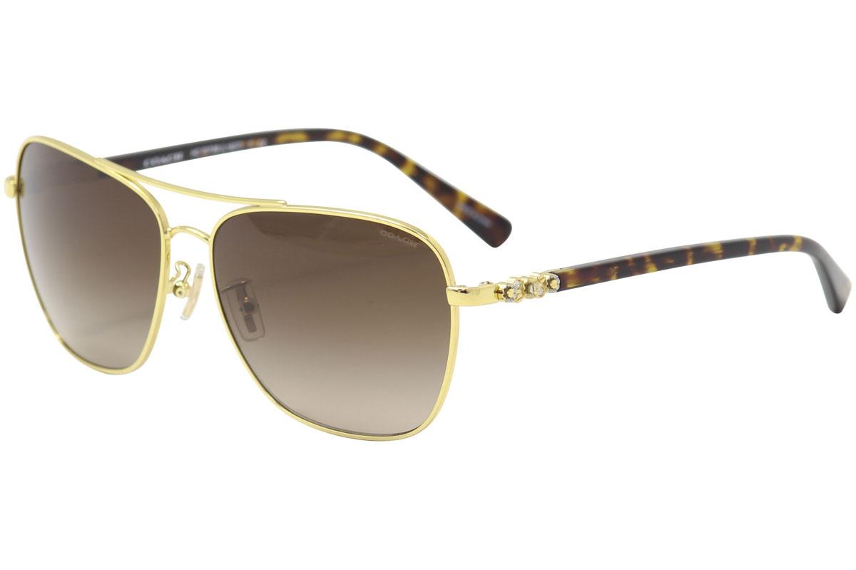 Coach Women's HC7073B HC/7073/B Pilot Sunglasses - Gold Dark Tortoise/Dark Brown Gradient   930313 - Lens 59 Bridge 14 Temple 140mm