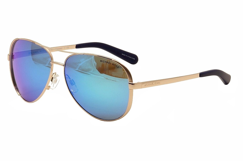 Michael Kors Women's Chelsea MK5004 MK/5004 Fashion Pilot Sunglasses - Rose Gold Pink/Blue Mirror   1003/25 - Lens 59 Bridge 13 Temple 135mm
