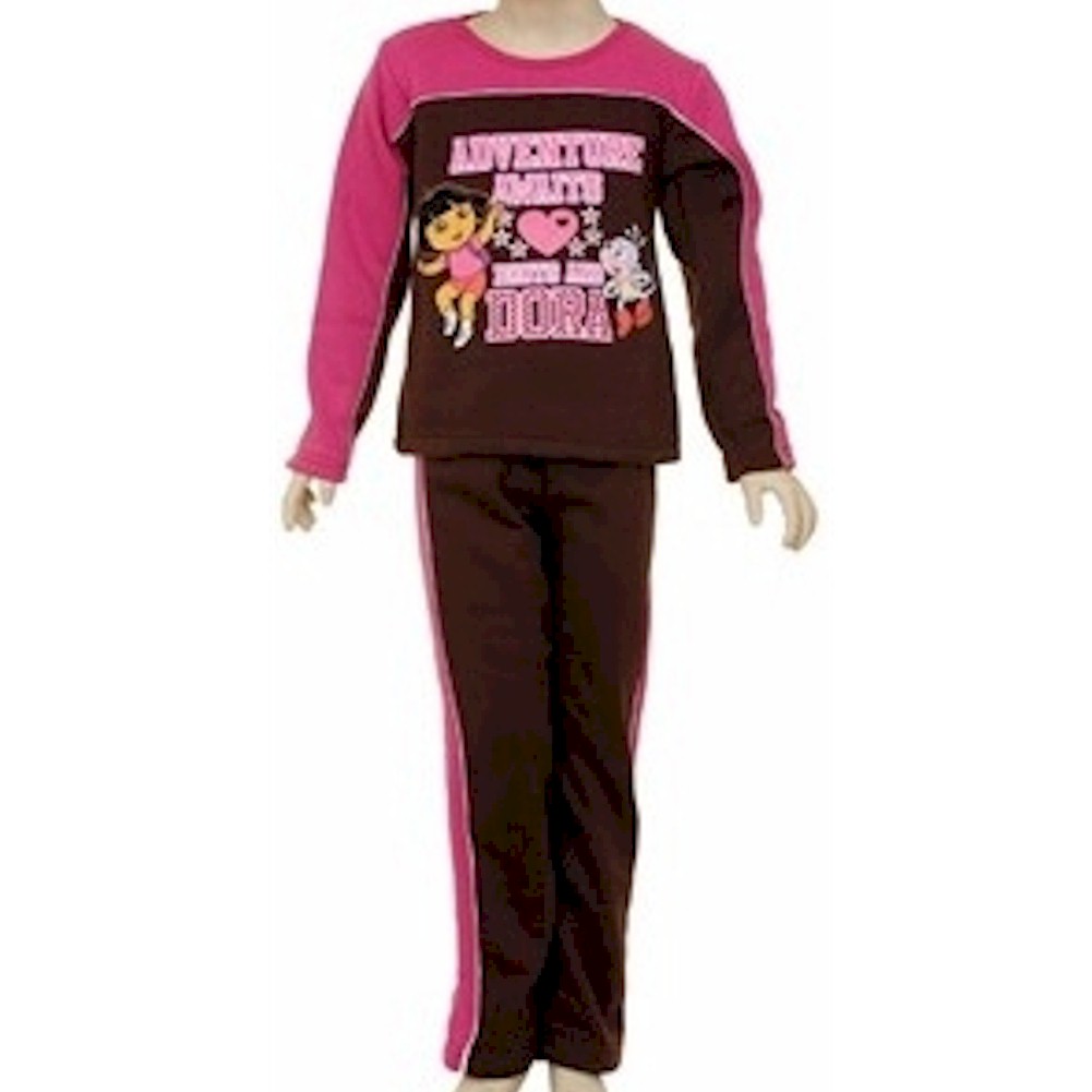 Dora The Explorer Toddler Girl's 2 Piece Pink/Brown Fleece Shirt & Pant Set - Pink - 5T -  Adventure Awaits Boots & Dora