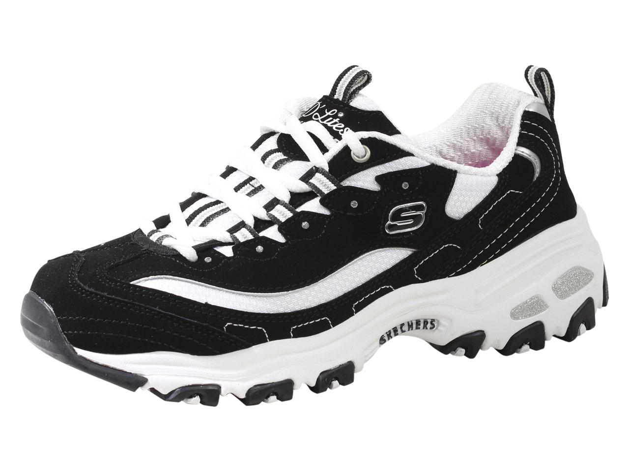 Skechers Women's D'Lites Biggest Fan Memory Foam Sneakers Shoes - Black/White - 10 E(W) US -  11930EW BKW