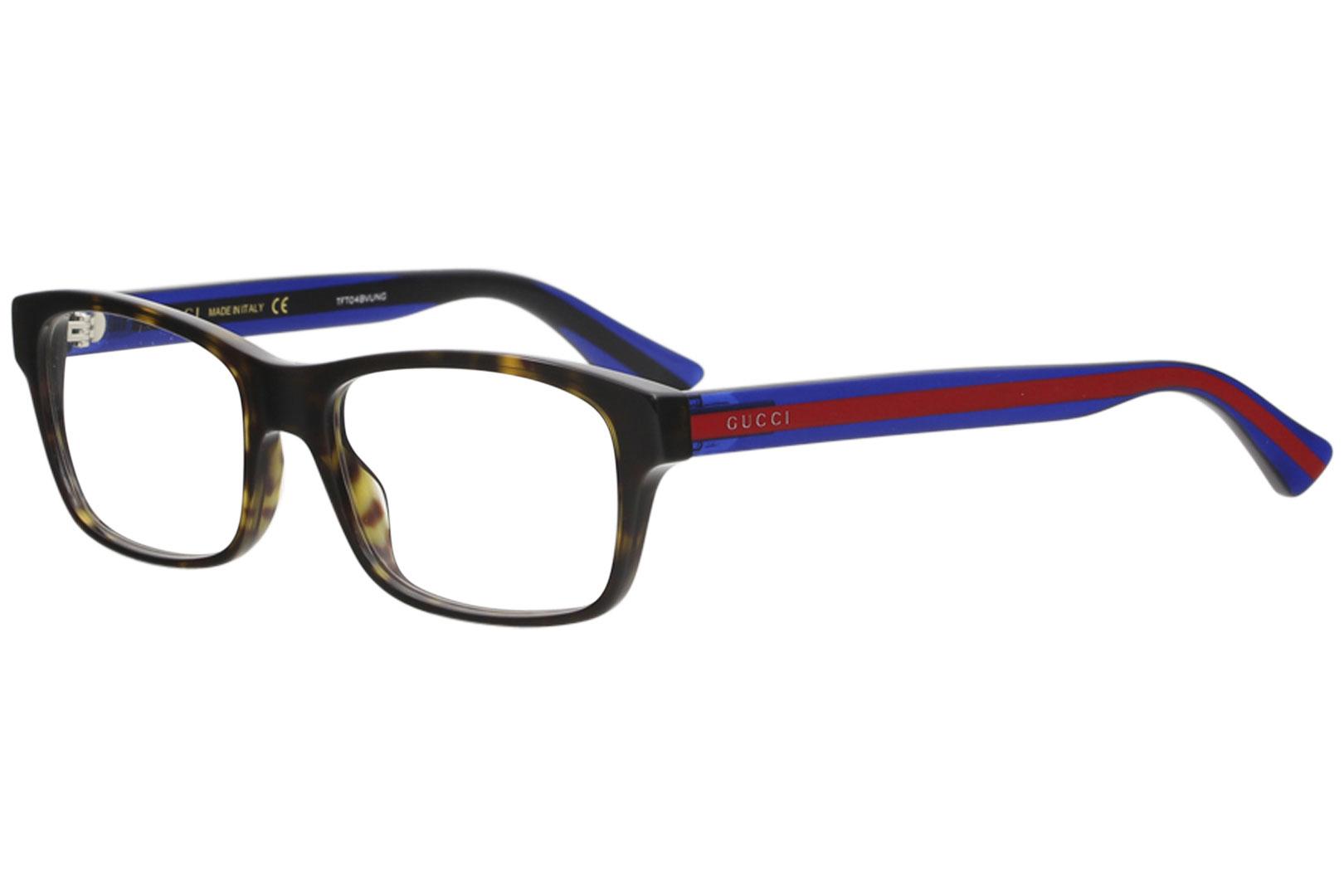 Gucci Men's Eyeglasses GG0006O GG/0006/O Full Rim Optical Frame - Havana/Blue/Red   003 - Lens 53 Bridge 18 Temple 145mm