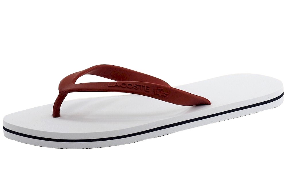 Lacoste Women's Ancelle Slide 116 Fashion Flip Flop Sandals Shoes - White/Dark Red - 6