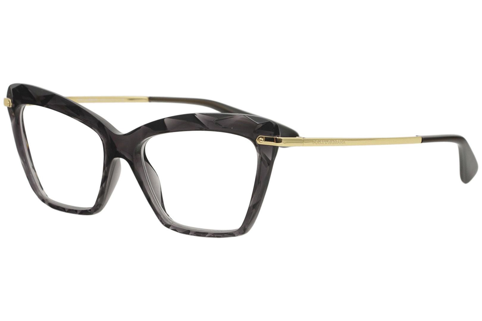 Dolce & Gabbana Women's Eyeglasses D&G DG5025 DG/5025 Full Rim Optical Frame - Transparent Grey/Gold   504 - Lens 53 Bridge 15 B 38.7 ED 59 Temple 140mm