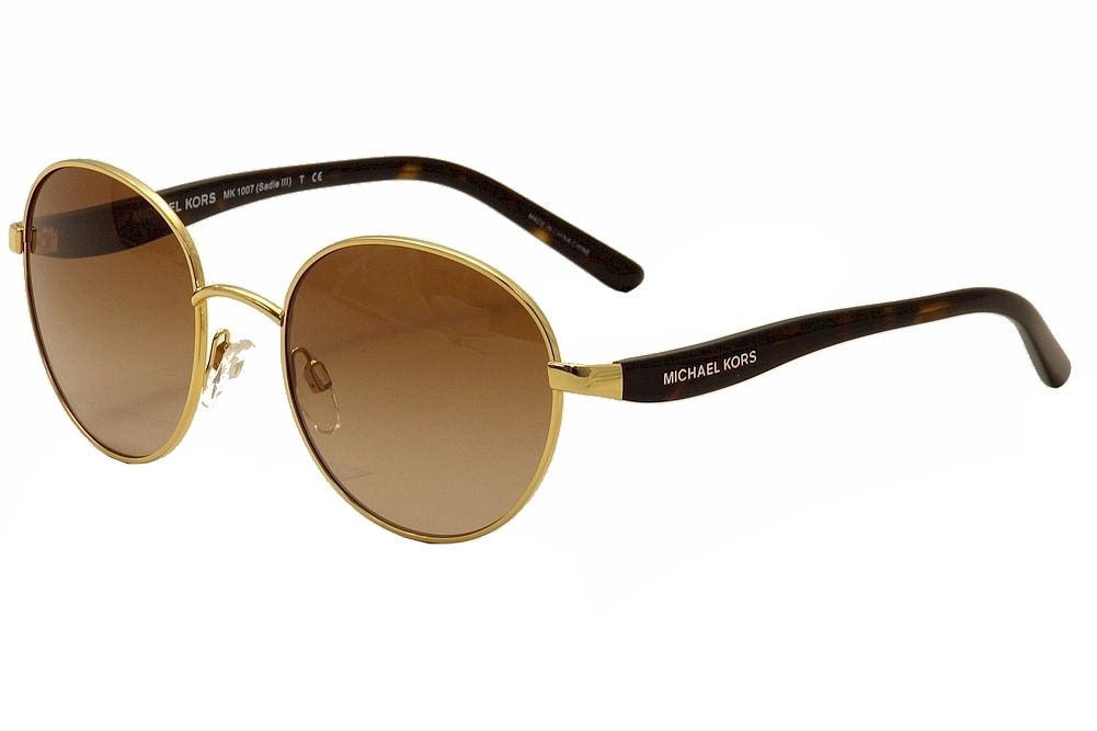 Michael Kors Women's Sadie III MK1007 MK/1007 Round Sunglasses - Gold/Havana/Smoke Gradient   100413 - Lens 52 Bridge 19 Temple 135mm -  Sadie III ; MK1007