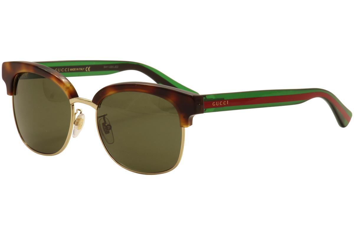 Gucci Men's GG0056S GG0056/S Sunglasses - Havana/Green/Red/Gold Details/Brown 003 - Lens 54 Bridge 18 Temple 145mm