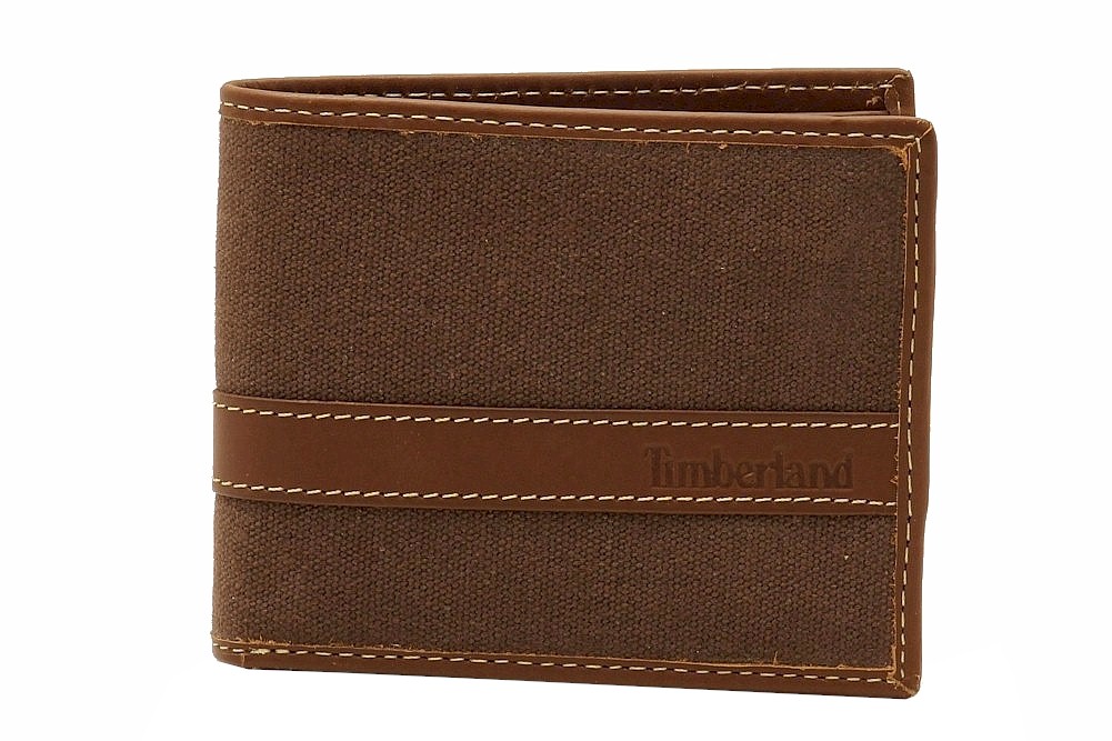 Timberland Men S Waxed Canvas Leather Bi Fold Passcase Wallet