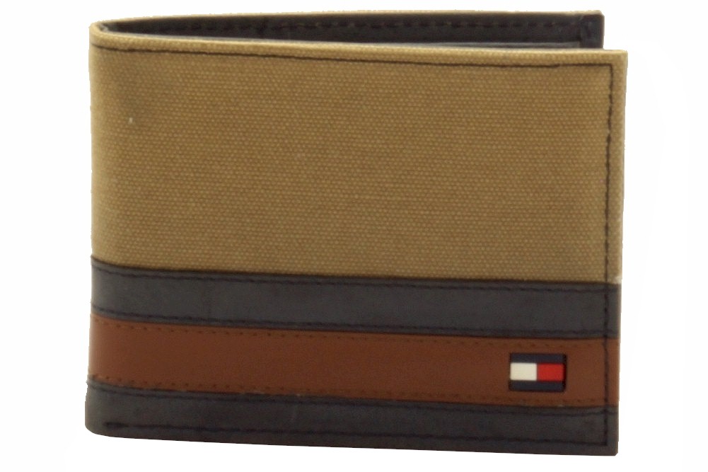 Tommy Hilfiger Men S Passcase Billford Canvas Leather Bi Fold Wallet