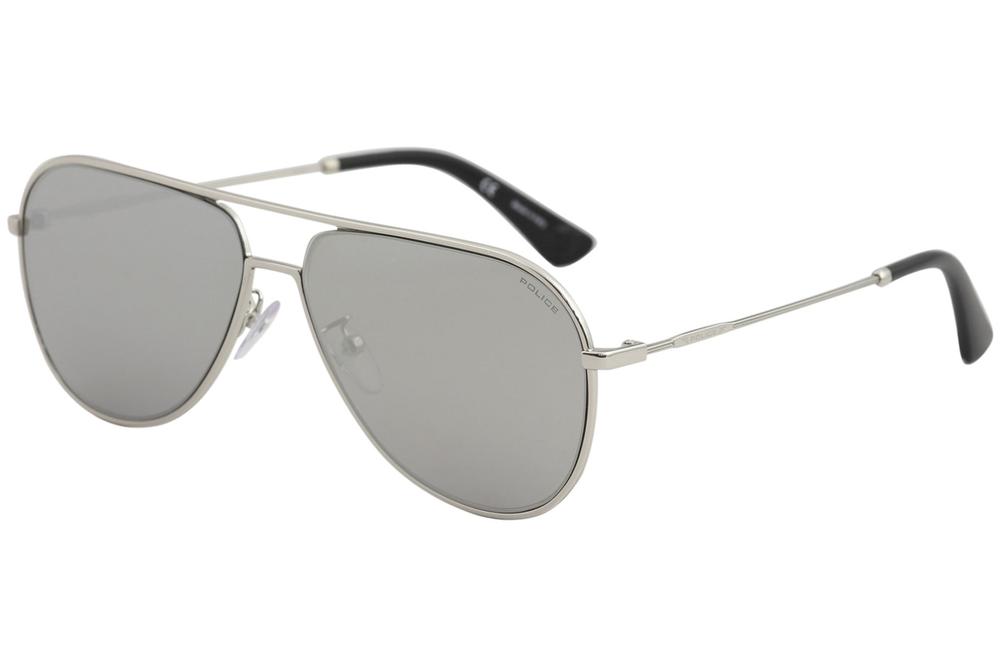 Men's  SPL359 SPL/359 Fashion Pilot Sunglasses - Matte Palladium/Grey Silver Mirror   589X - Lens 59 Bridge 13 Temple 140mm - Police Highway Two