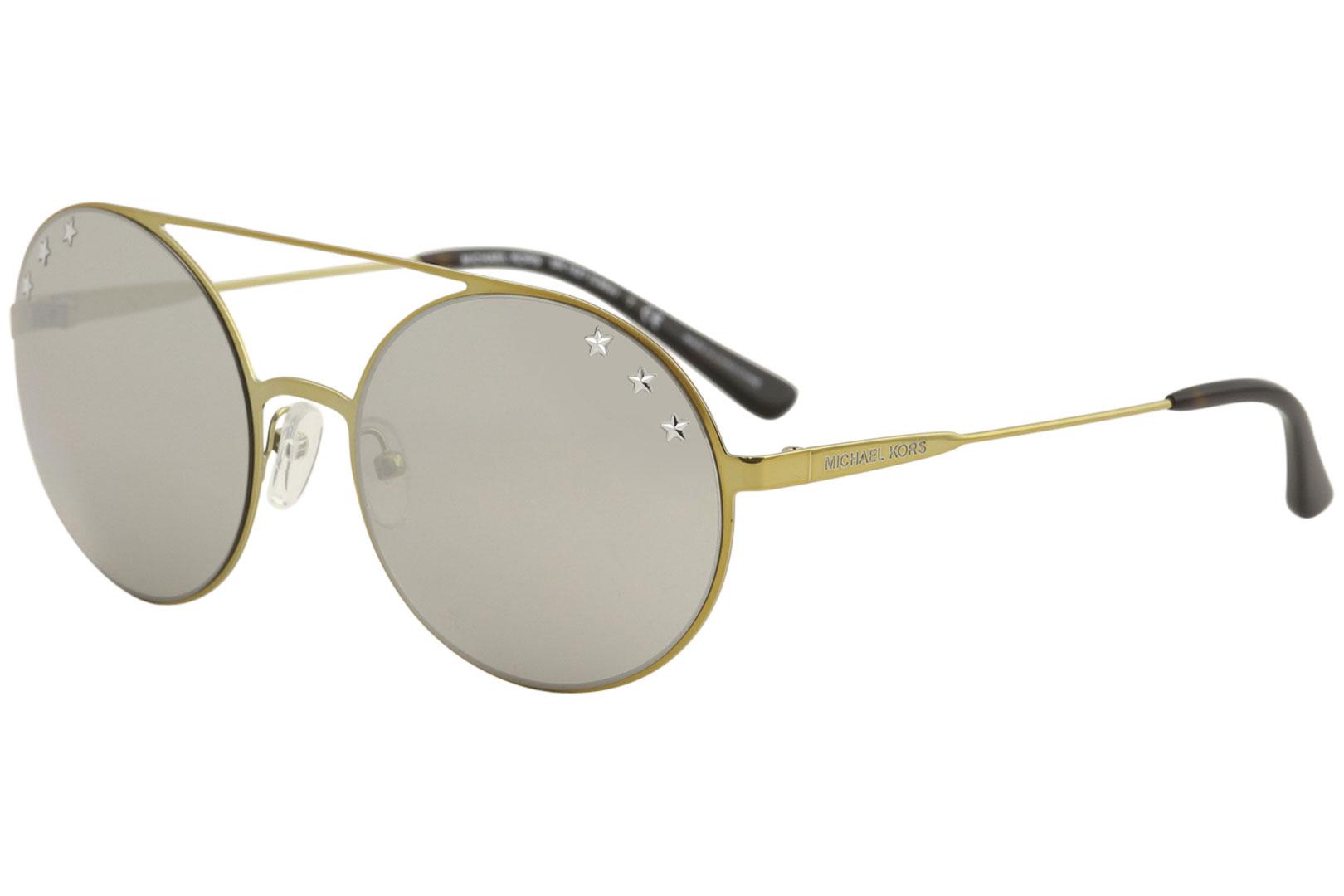 Michael Kors Women's Cabo MK1027 MK/1027 Fashion Round Sunglasses - Pale Gold/Grey Silver Mirror   11936G - Lens 55 Bridge 19 Temple 135mm