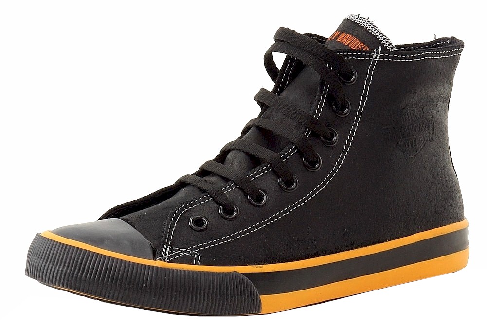 Harley Davidson Men's Nathan Fashion High Top Sneakers Shoes D93816 D93817 - Black/Orange Leather - 9 D(M) US -  Nathan; D9381