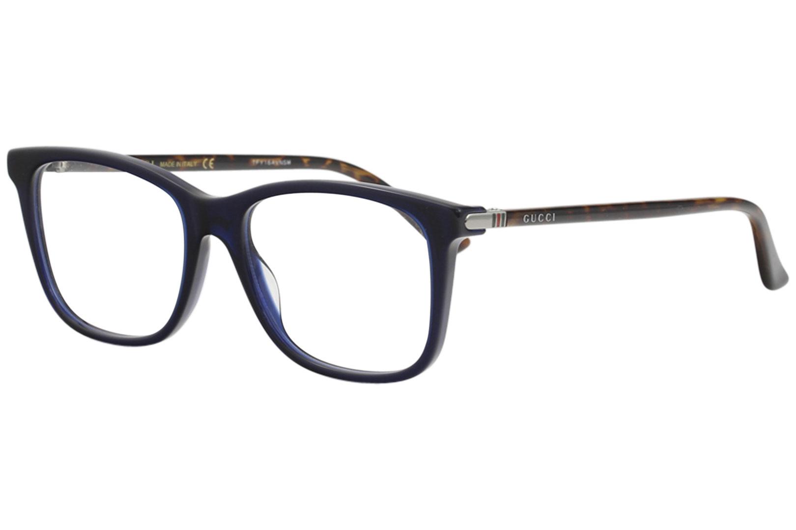 Gucci Men's Eyeglasses GG0018O GG/0018/O Full Rim Optical Frame - Blue/Havana   007 - Lens 54 Bridge 18 Temple 140mm