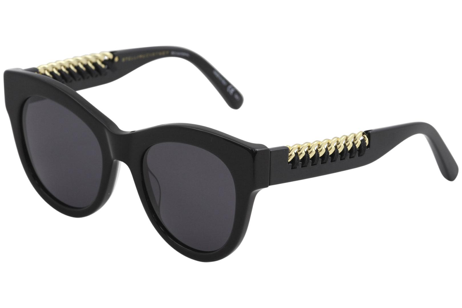 Stella McCartney Women's SC0064S SC/0064/S Fashion Cat Eye Sunglasses - Black/Gold   001 - Lens 51 Bridge 21 Temple 140mm