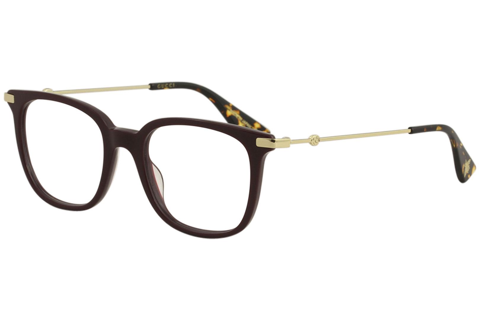 Gucci Women's Eyeglasses GG0110O GG/0110/O Full Rim Optical Frame - Burgundy/Gold   006 - Lens 49 Bridge 19 Temple 145mm