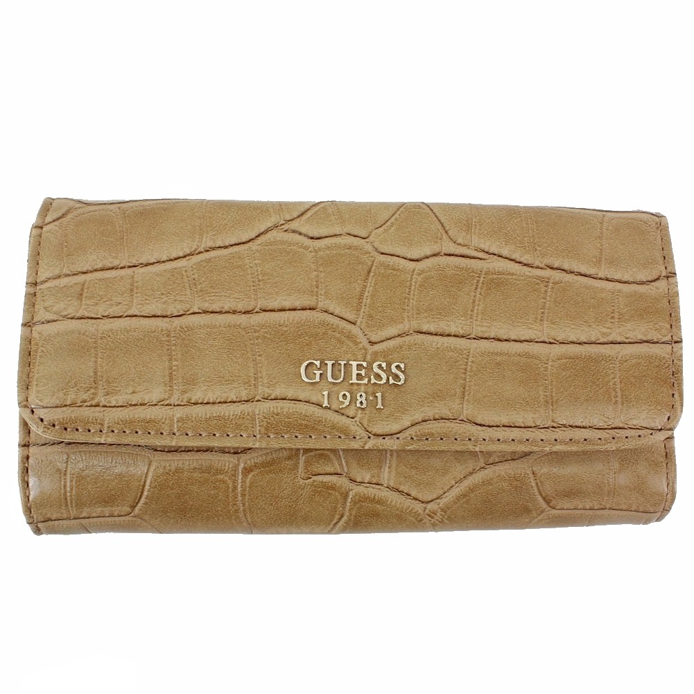 Guess Women S Cate Crocodile Slim Clutch Tri Fold Wallet