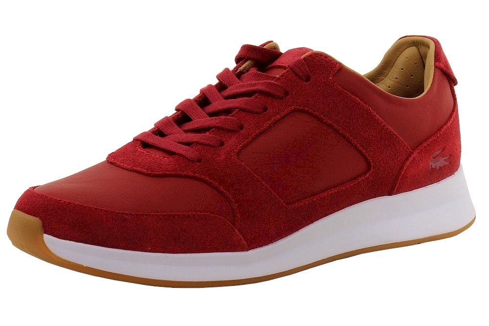 Lacoste Men's Joggeur 116 1 Fashion Leather/Suede Sneakers Shoes - Red - 8 D(M) US