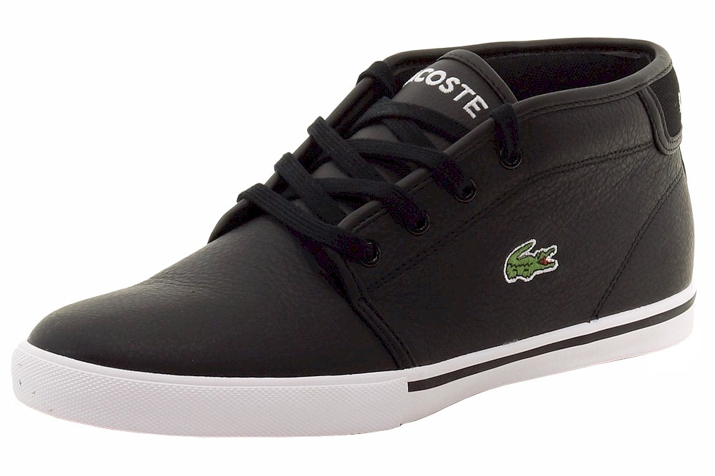 Lacoste Men's Ampthill Fashion Chukka Sneaker Shoes - Black Pebbled Leather - 10.5 D(M) US