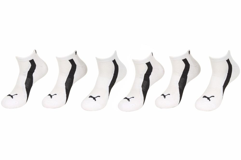 Puma Men's 6 Pack Side Stripe Low Cut Socks - White/Black - 10 13 Fits Shoe 6 12