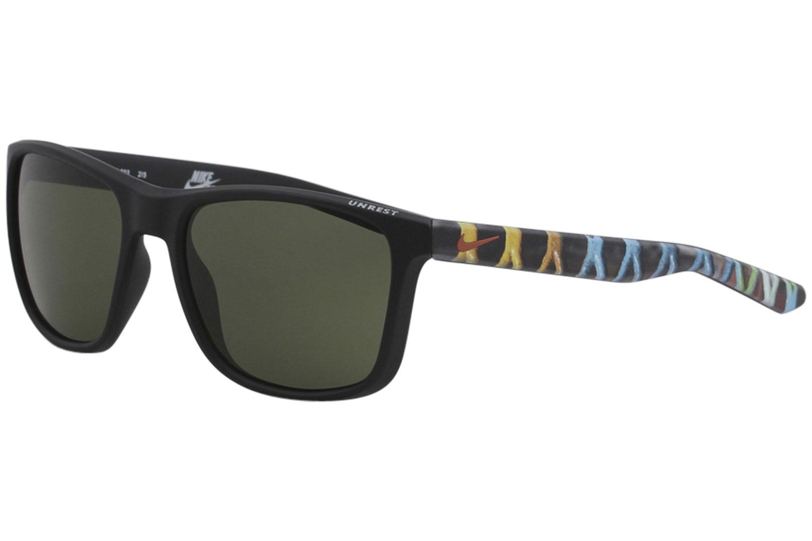 Nike SB Men's Unrest Square Sunglasses - Matte Black Cinnabar/Green   003 - Lens 57 Bridge 19 Temple 145mm