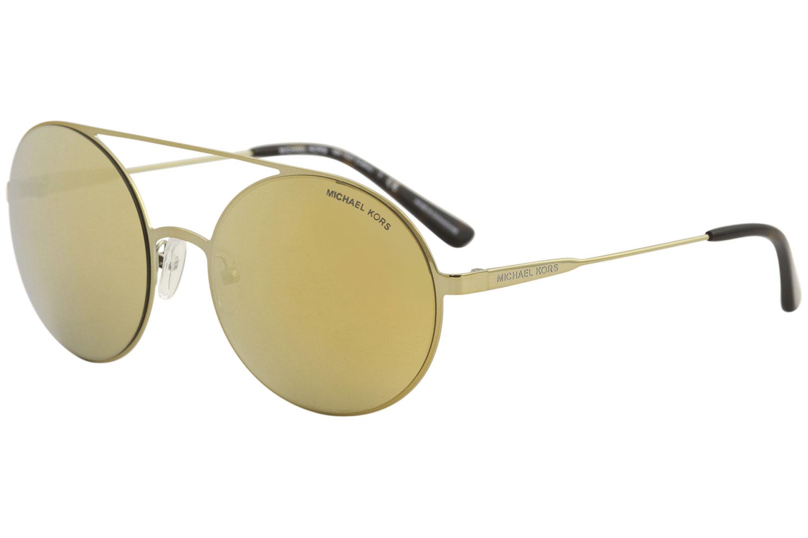 Michael Kors Women's Cabo MK1027 MK/1027 Fashion Round Sunglasses - Pale Gold/Grey Gold Mirror   11937P - Lens 55 Bridge 19 Temple 135mm