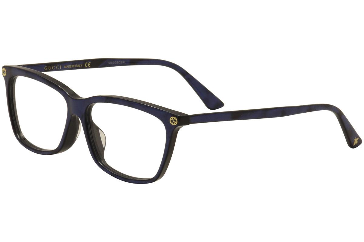 Gucci Women's Eyeglasses GG0042OA GG/0042OA Full Rim Optical Frame -  Blue Transparent   004 -  Lens 55 Bridge 13 Temple 145mm (Asian Fit)