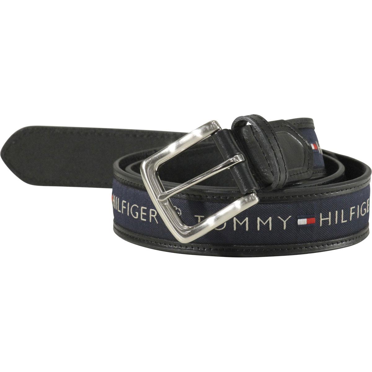 Tommy Hilfiger Men's Ribbon Inlay Fashion Belt - Black/Navy - 36