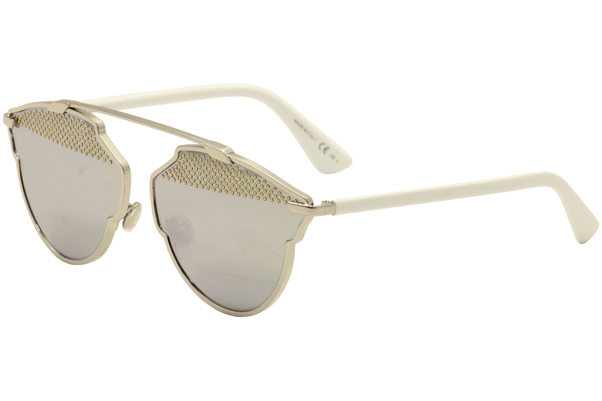 Christian Dior Women's So Real Stud S Fashion Sunglasses - Palladium/White/Grey/Silver Mirror   85L/DC - Lens 59 Bridge 13 Temple 140mm