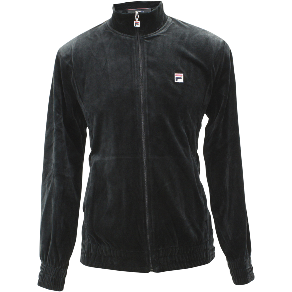 Fila Men's Solid Velour Zip Up Track Jacket - Black - Large