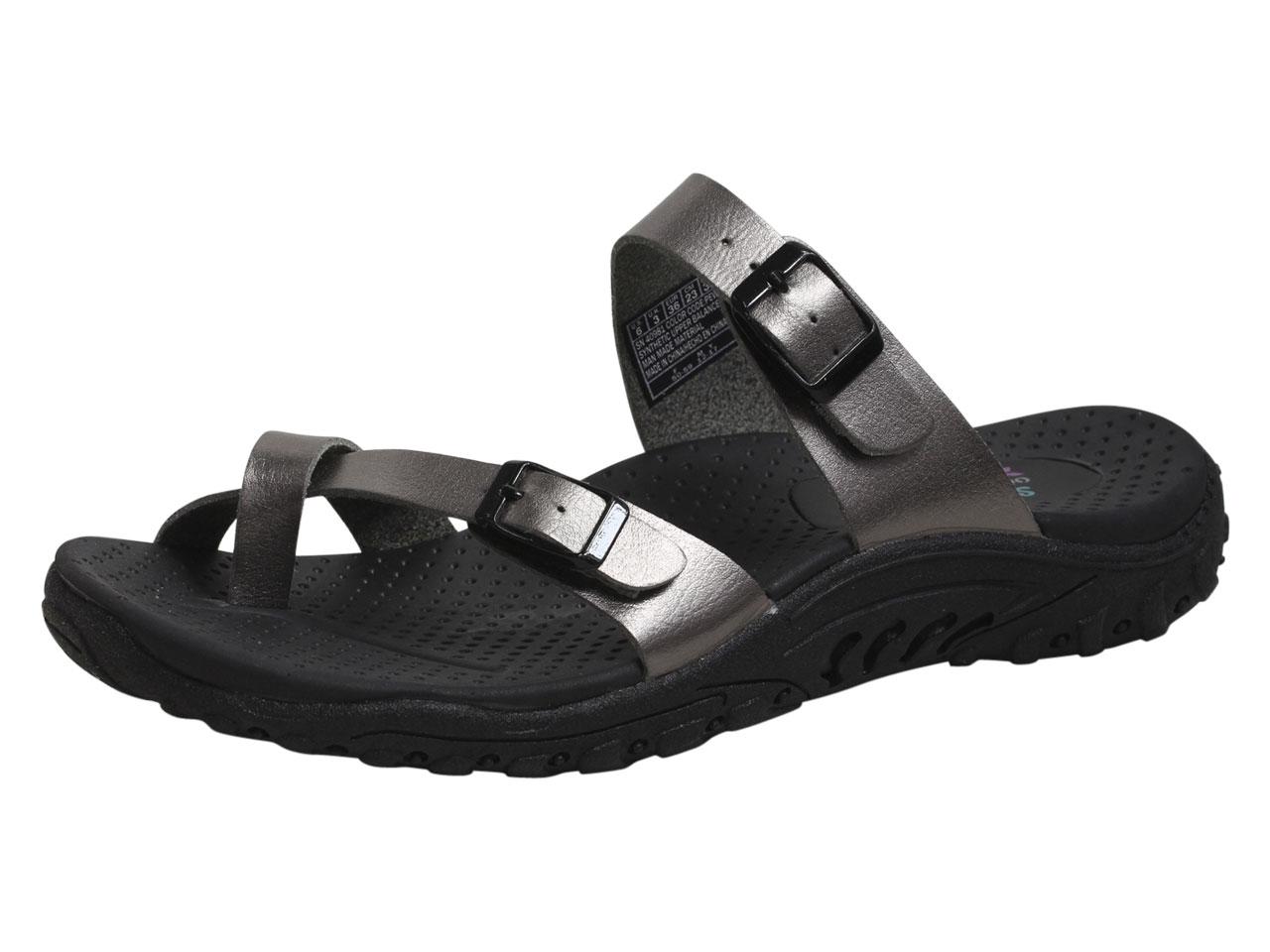 Skechers Women's Reggae Wishlist Strappy Flip Flops Sandals - Grey - 8 B(M) US