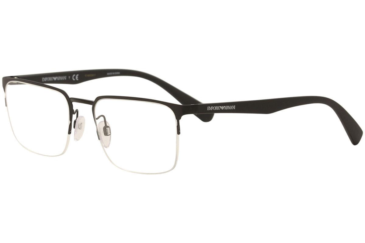 Emporio Armani Men's Eyeglasses EA1062 EA/1062 Half Rim Optical Frame - Matte Black   3001 - Lens 55 Bridge 19 Temple 145mm